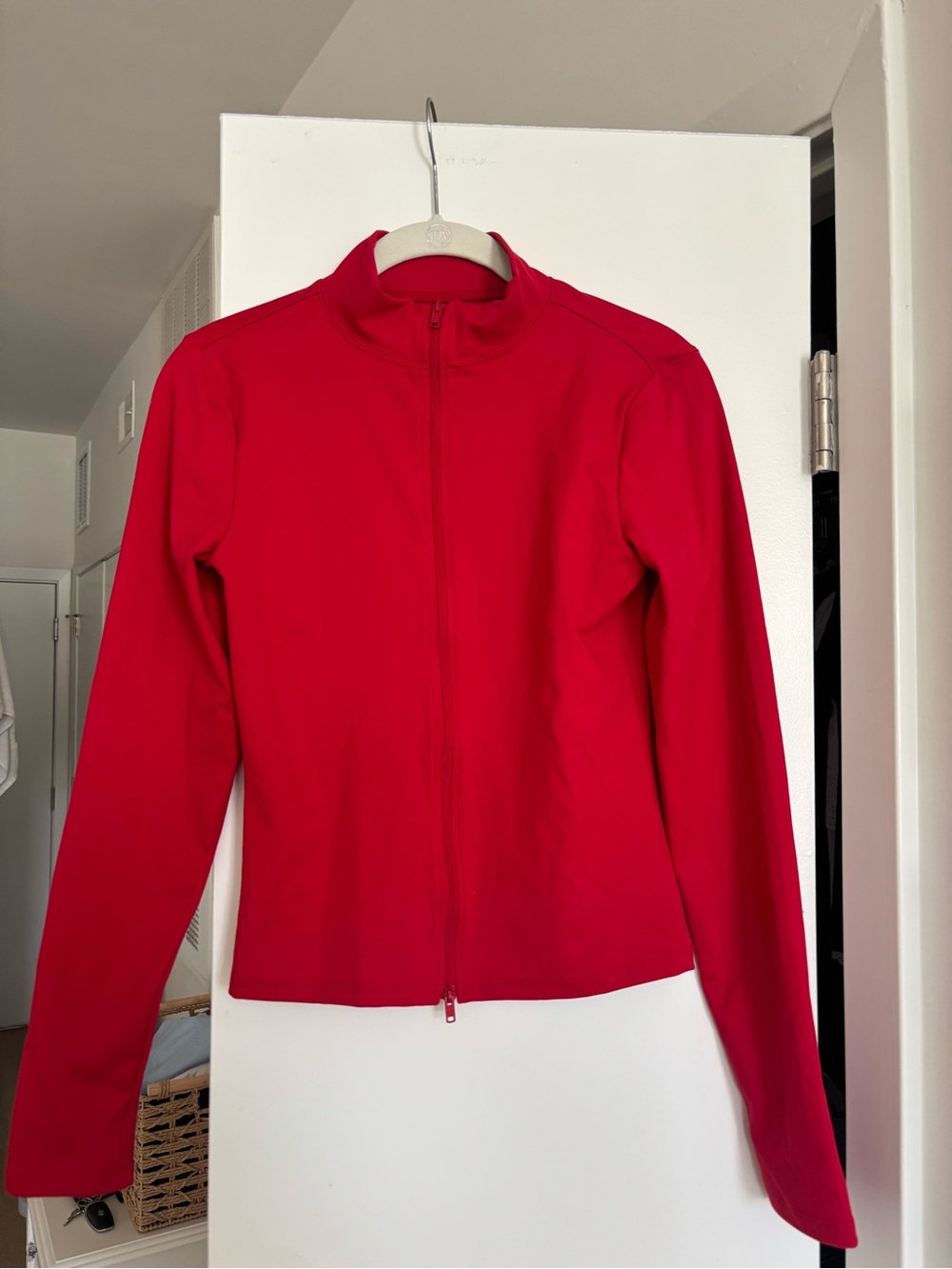 Red Full-Zip Athletic Zip Up Women's Jacket